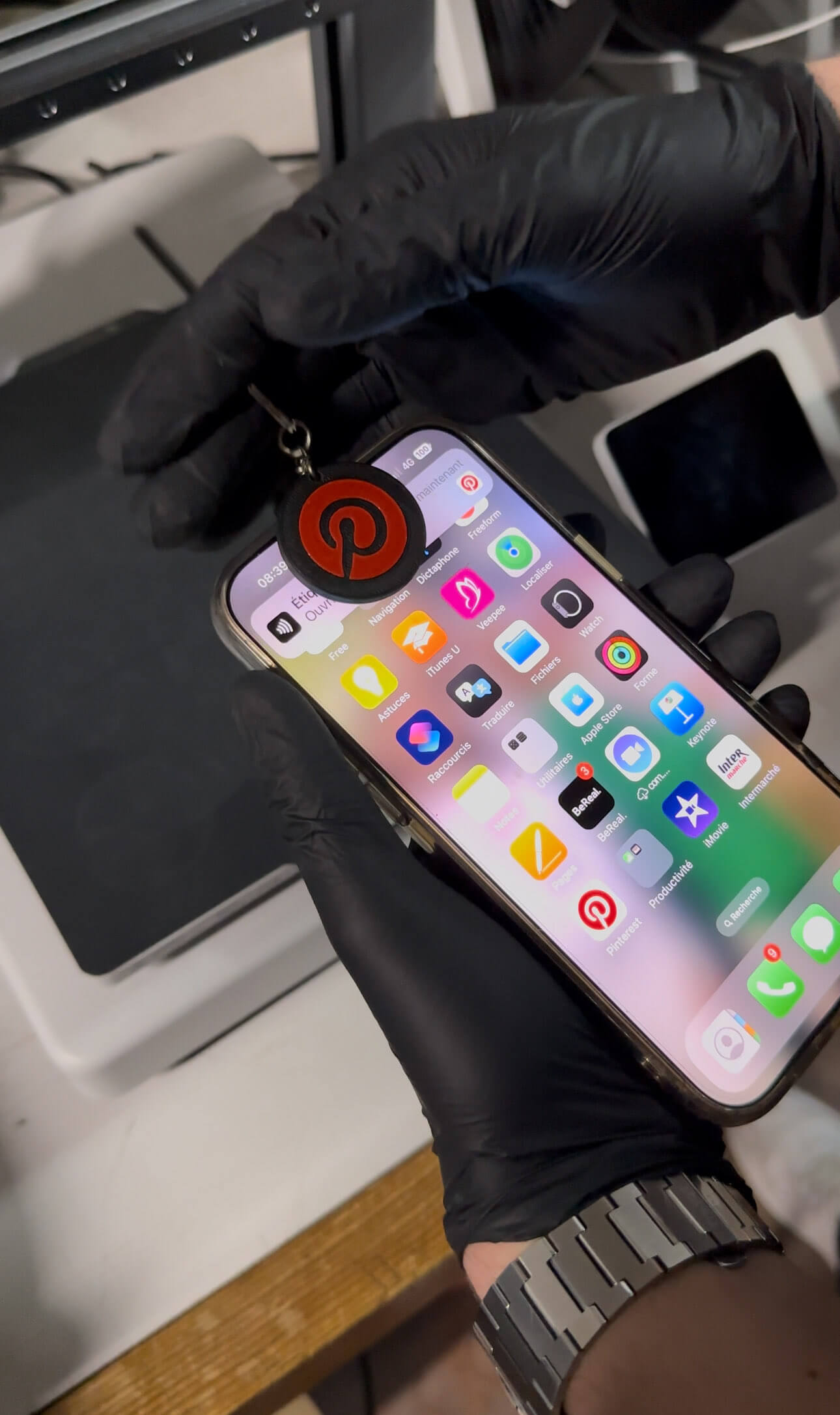 Porte-clés imprimé en 3D logo réseaux sociaux PAMI3D