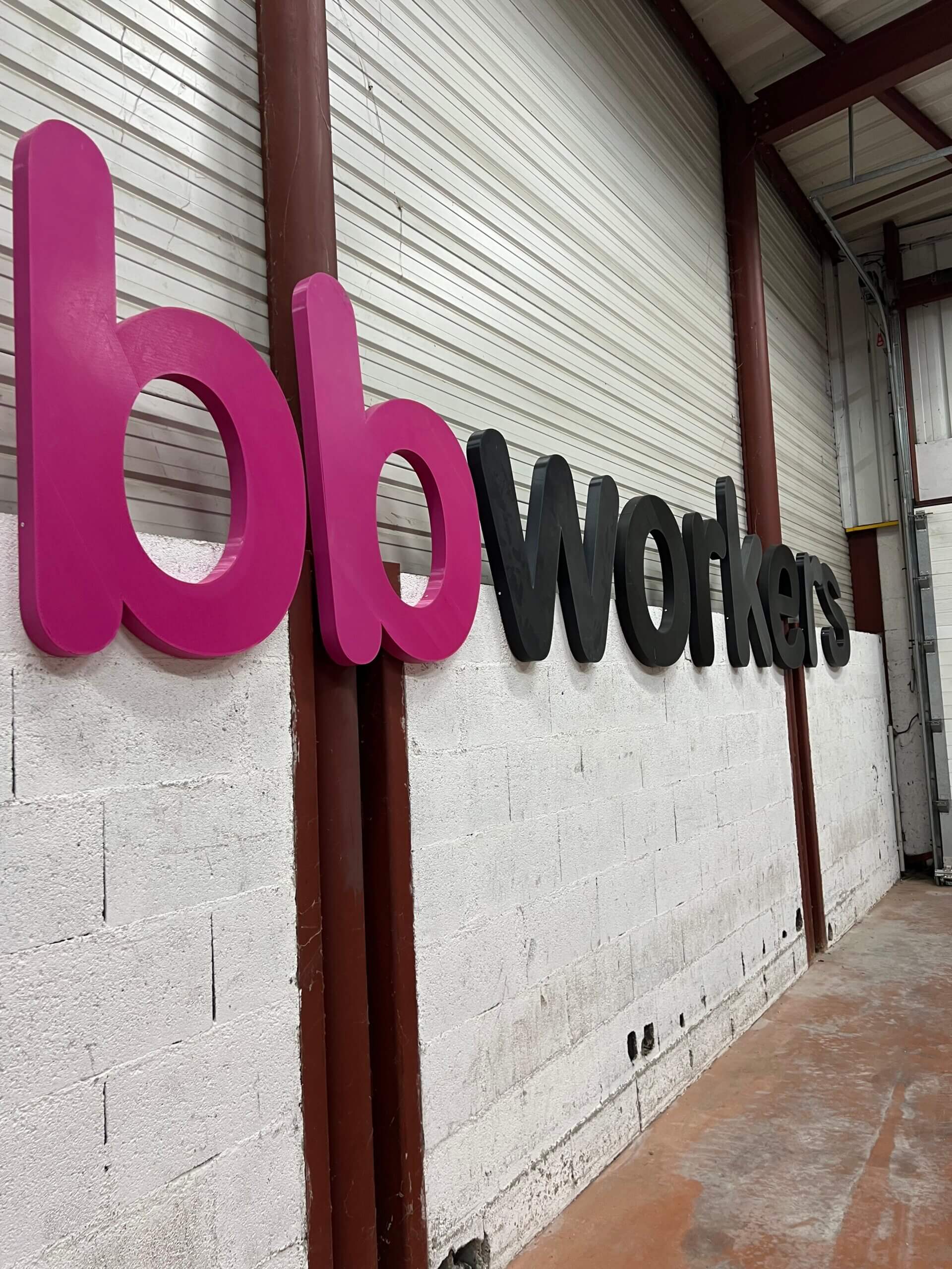Lettrage mural bbworkers imprimé en 3D grand format, signalétique professionnelle, PAMI3D