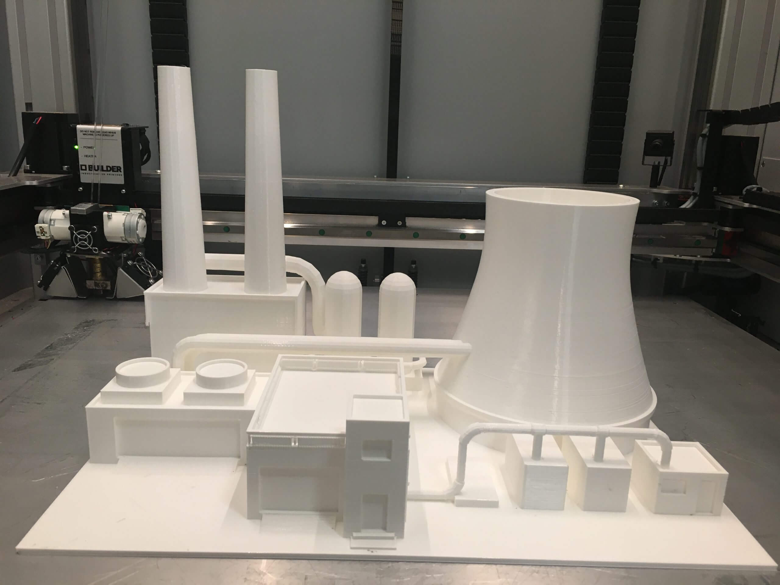 Détails précis maquette architecture industrielle impression 3D PAMI3D portes cheminées