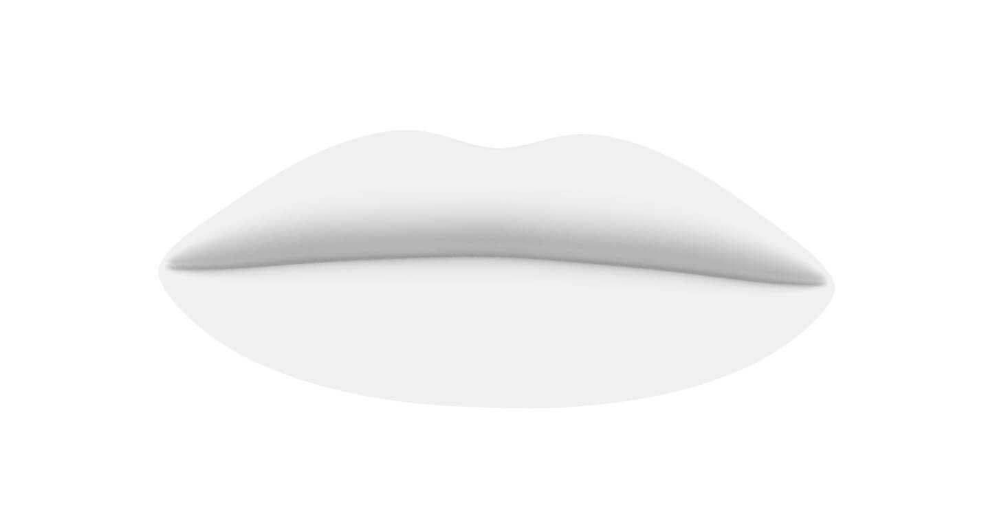 Visuel arrière d'une bouche stylisée en 3D, modèle blanc avec supports triangulaires, utilisé pour décoration ou signalétique
