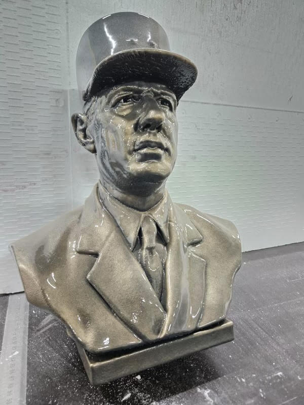 Buste du général de Gaulle imprimé en 3D, sculpture historique, PAMI3D