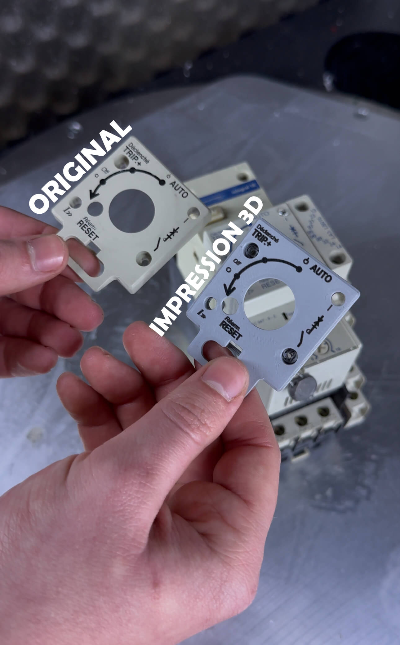 Comparatif original vs impression 3D pièce plastique PAMI3D