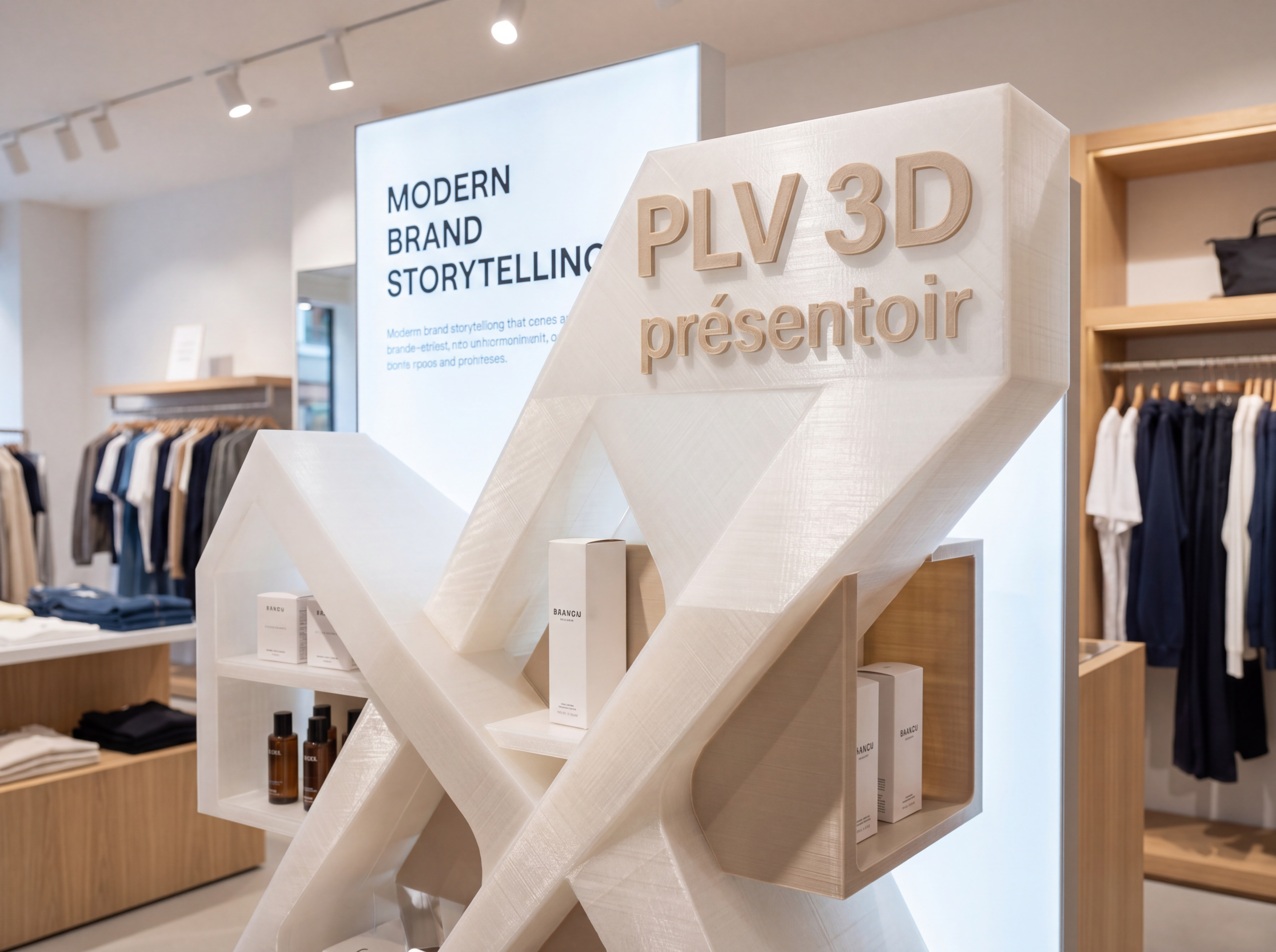 PLV impression 3D presentoir retail sur-mesure
