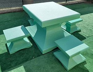 Mobilier urbain impression 3D grand format table bancs verts PAMI3D France