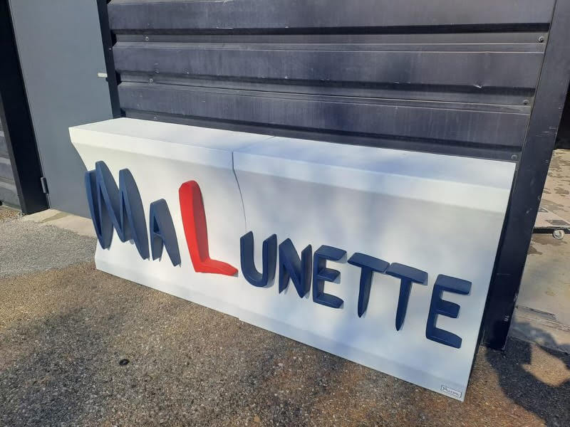 Lettrage 3D grand format Ma Lunette, enseigne extérieure, PAMI3D